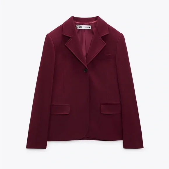 Zara Set - Wine Buttoned Tailored Blazer & Sweetheart Neckline Bustier - Picture 12 of 16